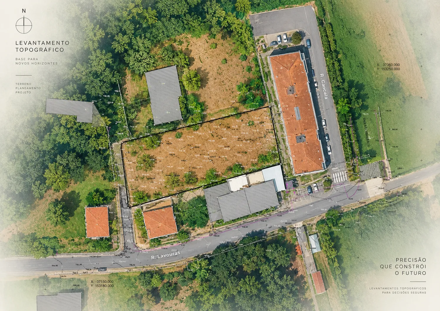 Levantamento topográfico no terreno